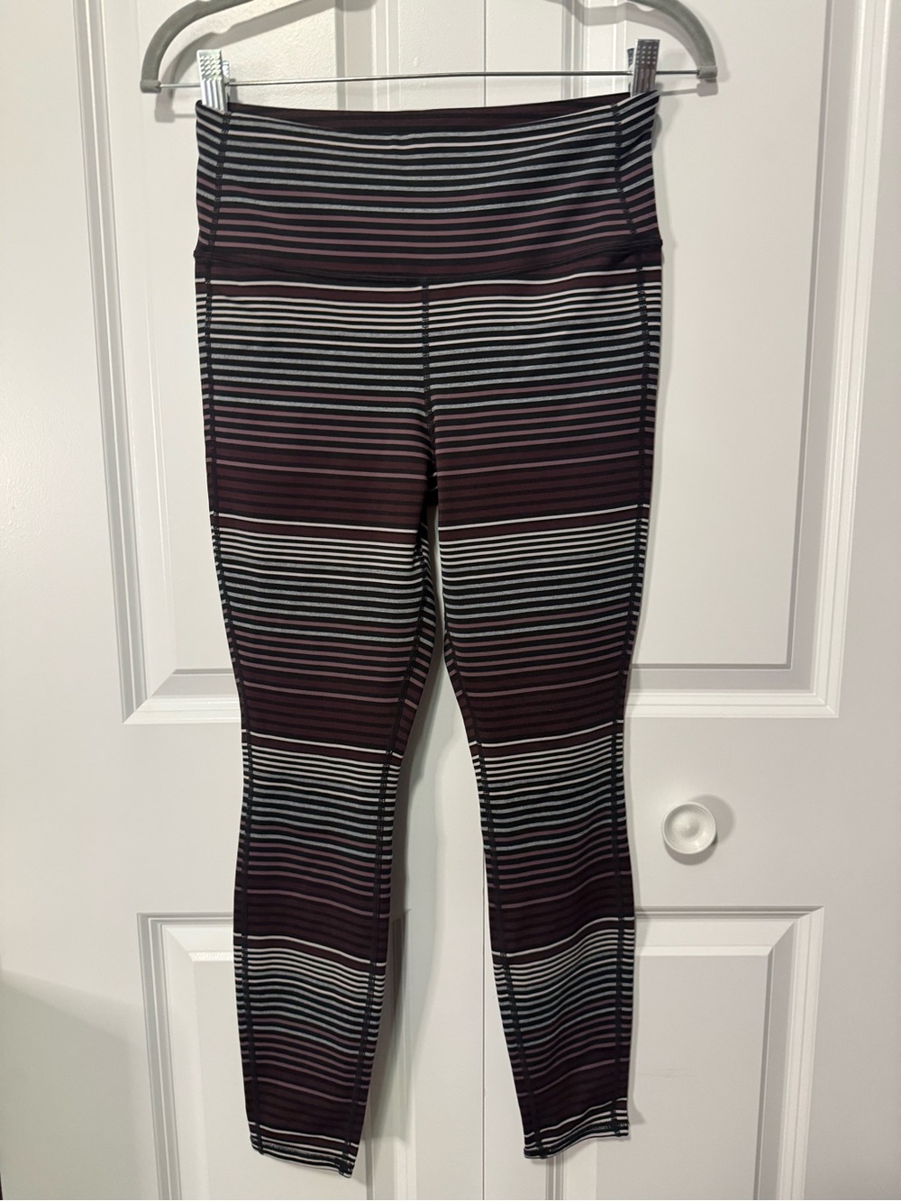 Athleta Striped High-Waist Leggings - Black & Burgundy